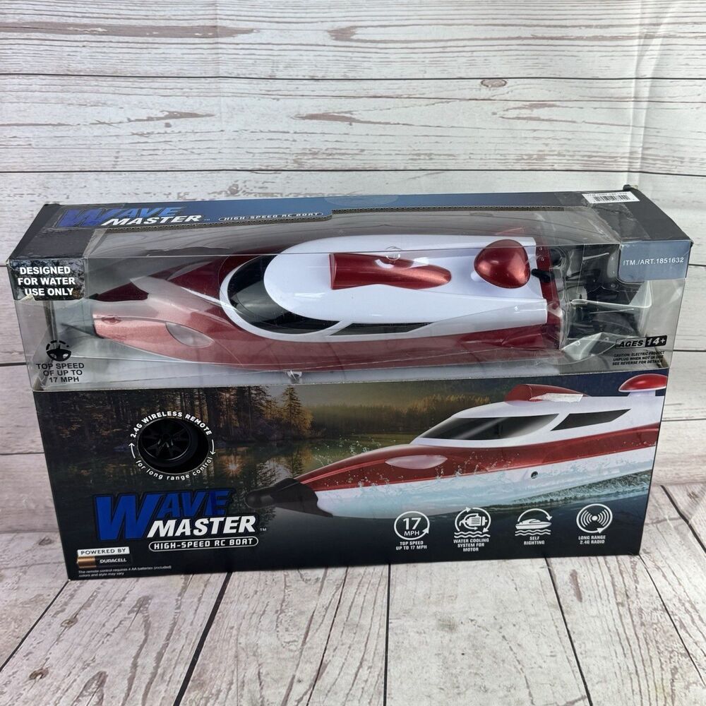 Amax Wave Master High Speed RC Boat 17mph Red Water Use Tested (no battery)